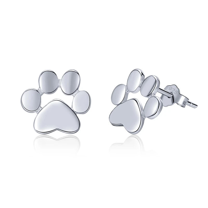 BAMOER Ohrstecker aus 925er Sterlingsilber mit Tierpfotenabdrücken (Hunde, Katzen) – ideales Geschenk zum Valentinstag