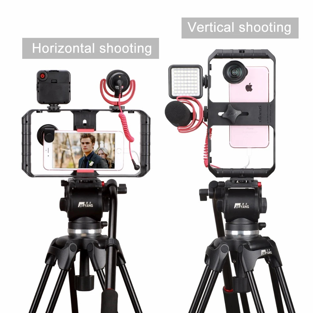 Ulanzi Smartphone-Käfig-Filmemacherkoffer, kleiner U-Rig-Handgriff, Handy-Videostabilisator mit Kaltmontage für iPhone 13, 14, 15 und Android