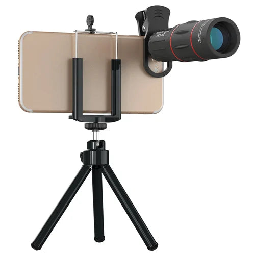 APEXEL Universal 18x25 Monokular Zoom HD Optisches Handyobjektiv Beobachtungs- und Vermessungsobjektiv 18x Teleobjektiv mit Stativ für Smartphones