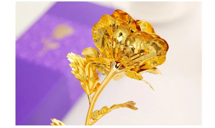 Bestes Geschenk für die Freundin: Goldene Rose als Hochzeitsdekoration, goldene Blume, goldene Rose mit Schachtel