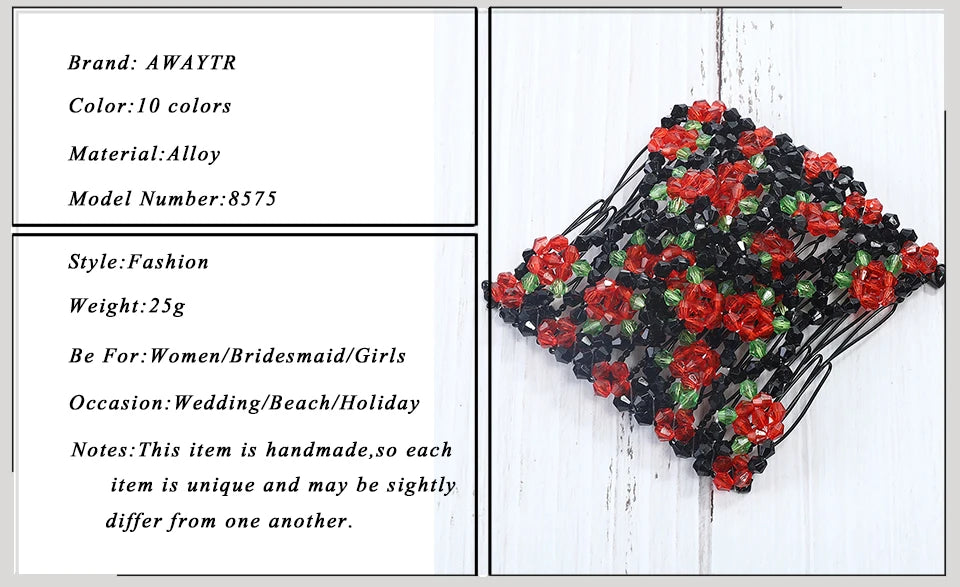 Modischer, professioneller Haarkamm für Damen mit magischen Perlen, elastischem Doppelperlenband und Klemme, dehnbarem Accessoire, Valentinstag