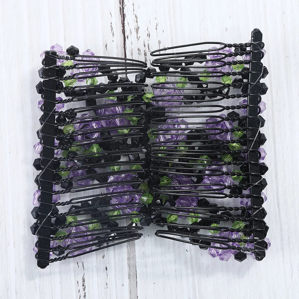 Modischer, professioneller Haarkamm für Damen mit magischen Perlen, elastischem Doppelperlenband und Klemme, dehnbarem Accessoire, Valentinstag