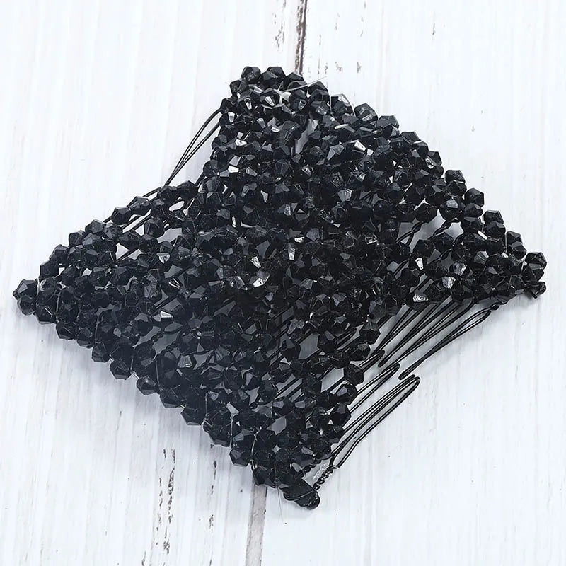 Modischer, professioneller Haarkamm für Damen mit magischen Perlen, elastischem Doppelperlenband und Klemme, dehnbarem Accessoire, Valentinstag