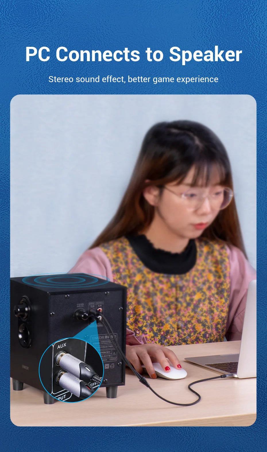 Vention RCA-Kabel 3,5 mm auf 2 RCA Splitter RCA-Buchse 3,5-mm-Kabel RCA-Audiokabel für Smartphone, Verstärker, Heimkino, AUX-Kabel RCA