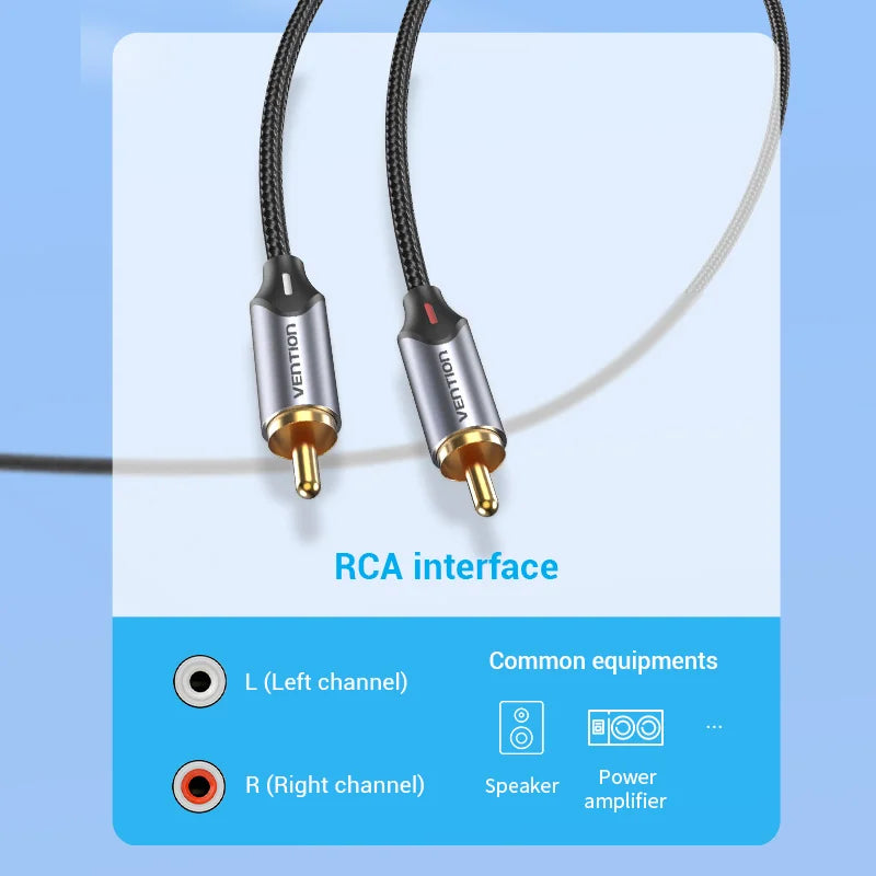 Vention RCA-Kabel 3,5 mm auf 2 RCA Splitter RCA-Buchse 3,5-mm-Kabel RCA-Audiokabel für Smartphone, Verstärker, Heimkino, AUX-Kabel RCA