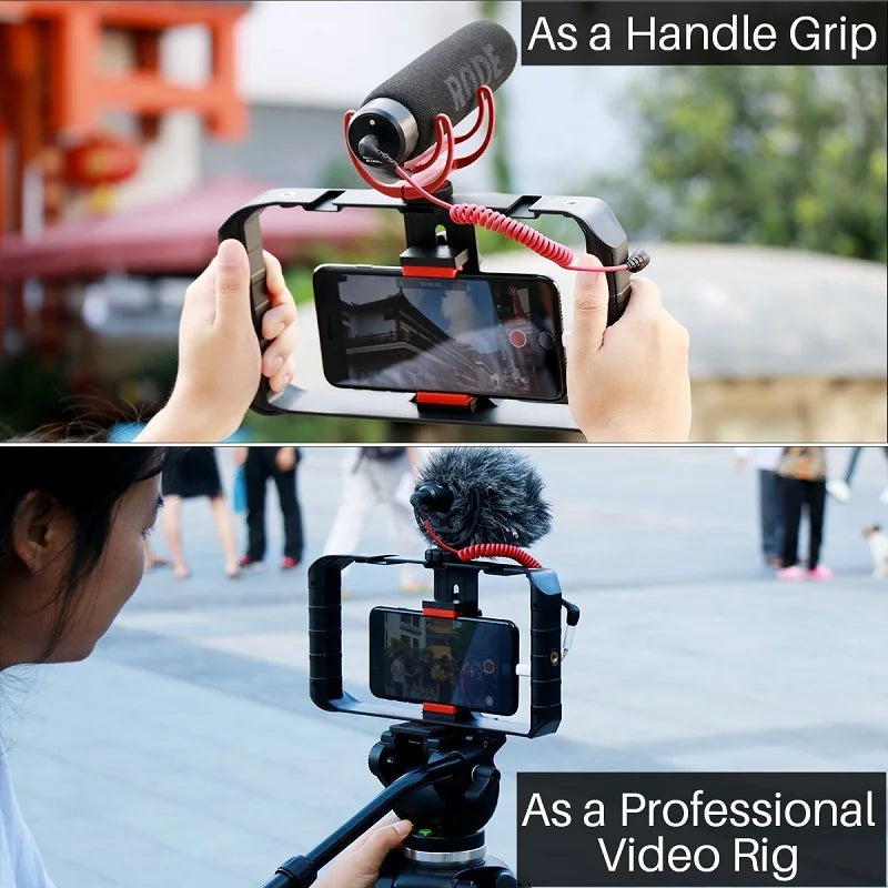 Ulanzi Smartphone-Käfig-Filmemacherkoffer, kleiner U-Rig-Handgriff, Handy-Videostabilisator mit Kaltmontage für iPhone 13, 14, 15 und Android