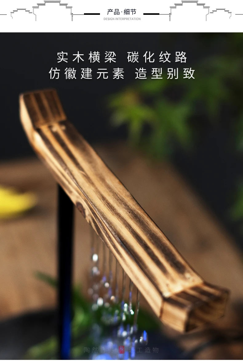 Chinesische Wasserspiele, Keramikbrunnen mit Wasserzirkulation, Wasserpumpe, Glücksbrunnen nach Feng Shui für das Wohnzimmer