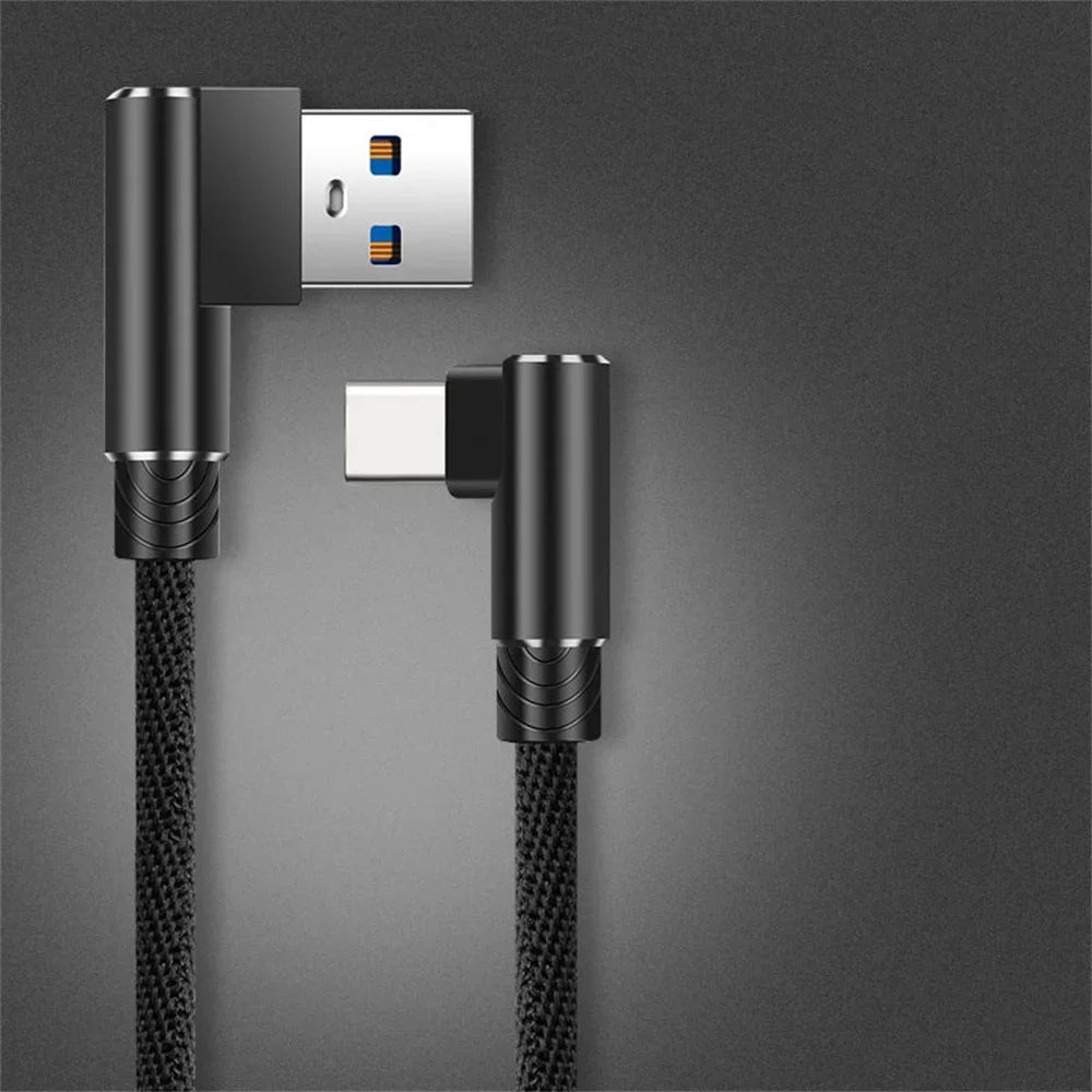 40W 5A USB-auf-Typ-C-Schnellladekabel, geflochten, 90°-Winkel, Ladekabel für iPhone, Xiaomi, Redmi, Huawei