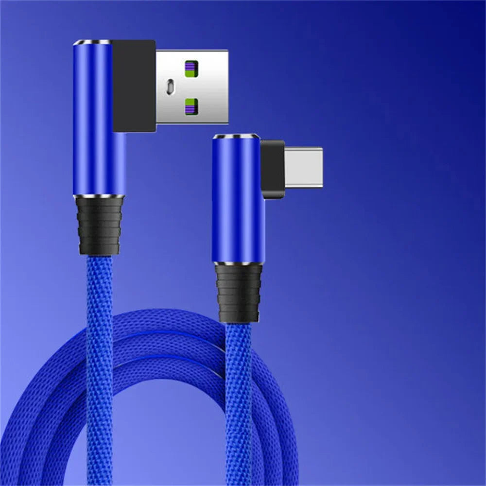 40W 5A USB-auf-Typ-C-Schnellladekabel, geflochten, 90°-Winkel, Ladekabel für iPhone, Xiaomi, Redmi, Huawei