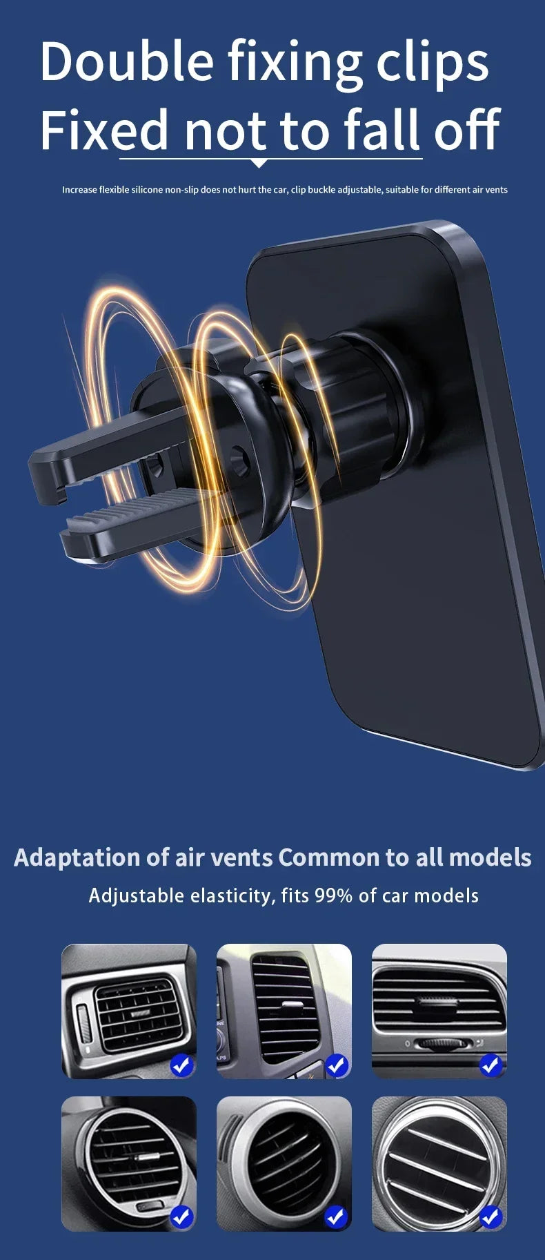 Magnetisches Hochgeschwindigkeits-Autoladegerät, Handyhalterung fürs Auto, 100 W kabelloses Schnellladen mit verstellbarer Handyhalterung, Lüftungsschlitzmontage