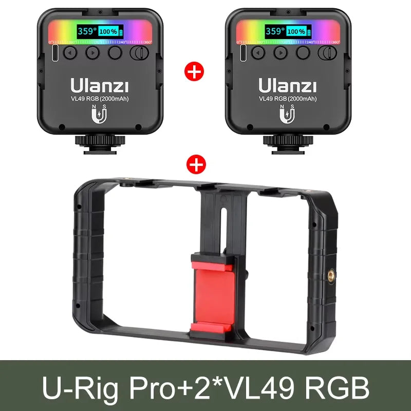 Ulanzi Smartphone-Käfig-Filmemacherkoffer, kleiner U-Rig-Handgriff, Handy-Videostabilisator mit Kaltmontage für iPhone 13, 14, 15 und Android