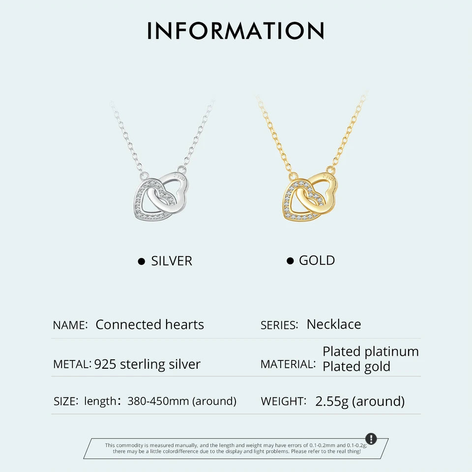 BAMOER Halskette mit verbundenem Herzanhänger aus 925er Sterlingsilber – das perfekte Valentinstagsgeschenk für Ihre Freundin – edler Schmuck SCN181