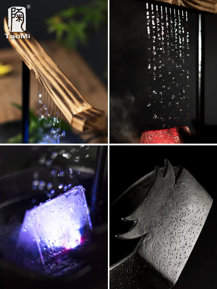 Chinesische Wasserspiele, Keramikbrunnen mit Wasserzirkulation, Wasserpumpe, Glücksbrunnen nach Feng Shui für das Wohnzimmer