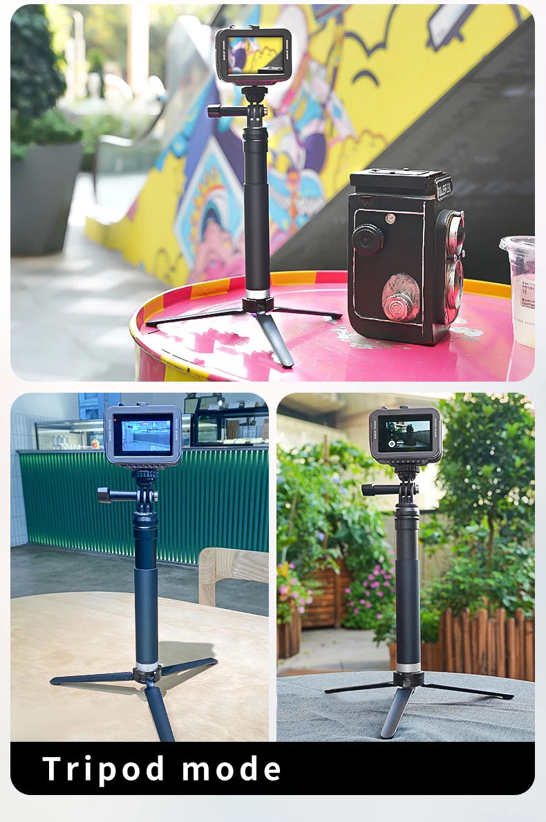 TELESIN Faltbarer Selfie-Stick mit Handyhalterung aus Aluminiumlegierung für GoPro, DJI Action und Insta360 Smartphones