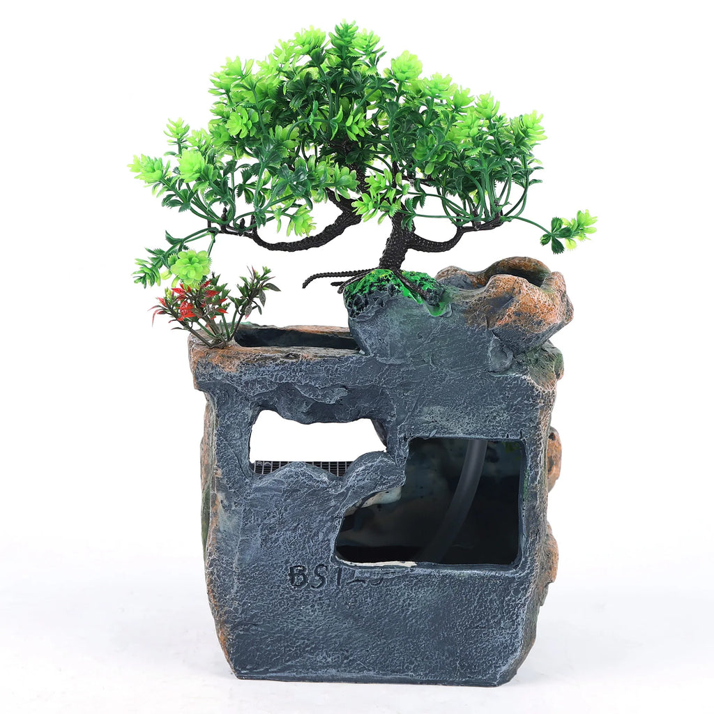 Zimmerbrunnen, Wasserfall, Tischbrunnen, Dekoration, Wasserspiel mit farbwechselnder LED-Beleuchtung, Zen-Meditationswasserfall