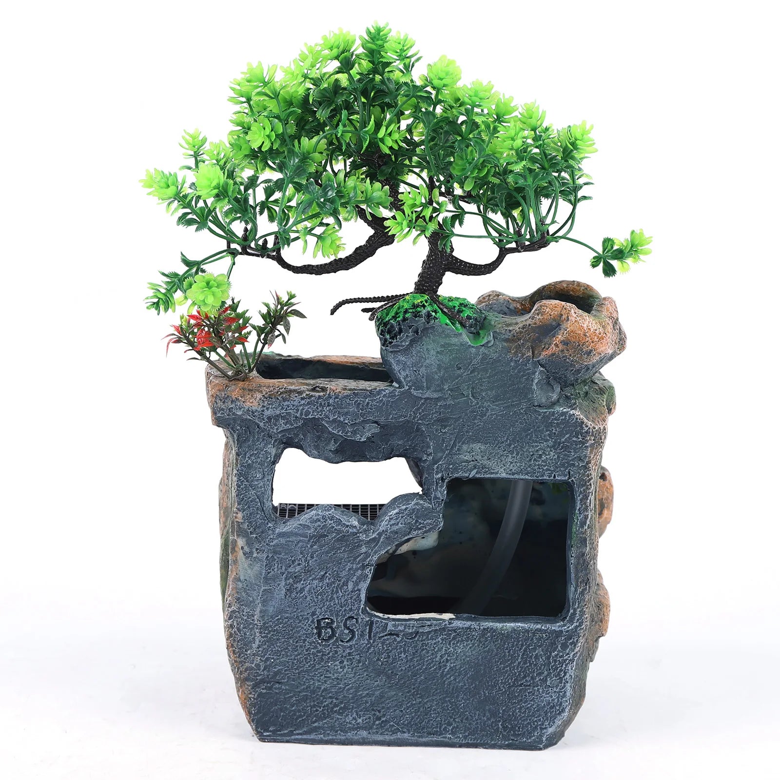 Zimmerbrunnen, Wasserfall, Tischbrunnen, Dekoration, Wasserspiel mit farbwechselnder LED-Beleuchtung, Zen-Meditationswasserfall