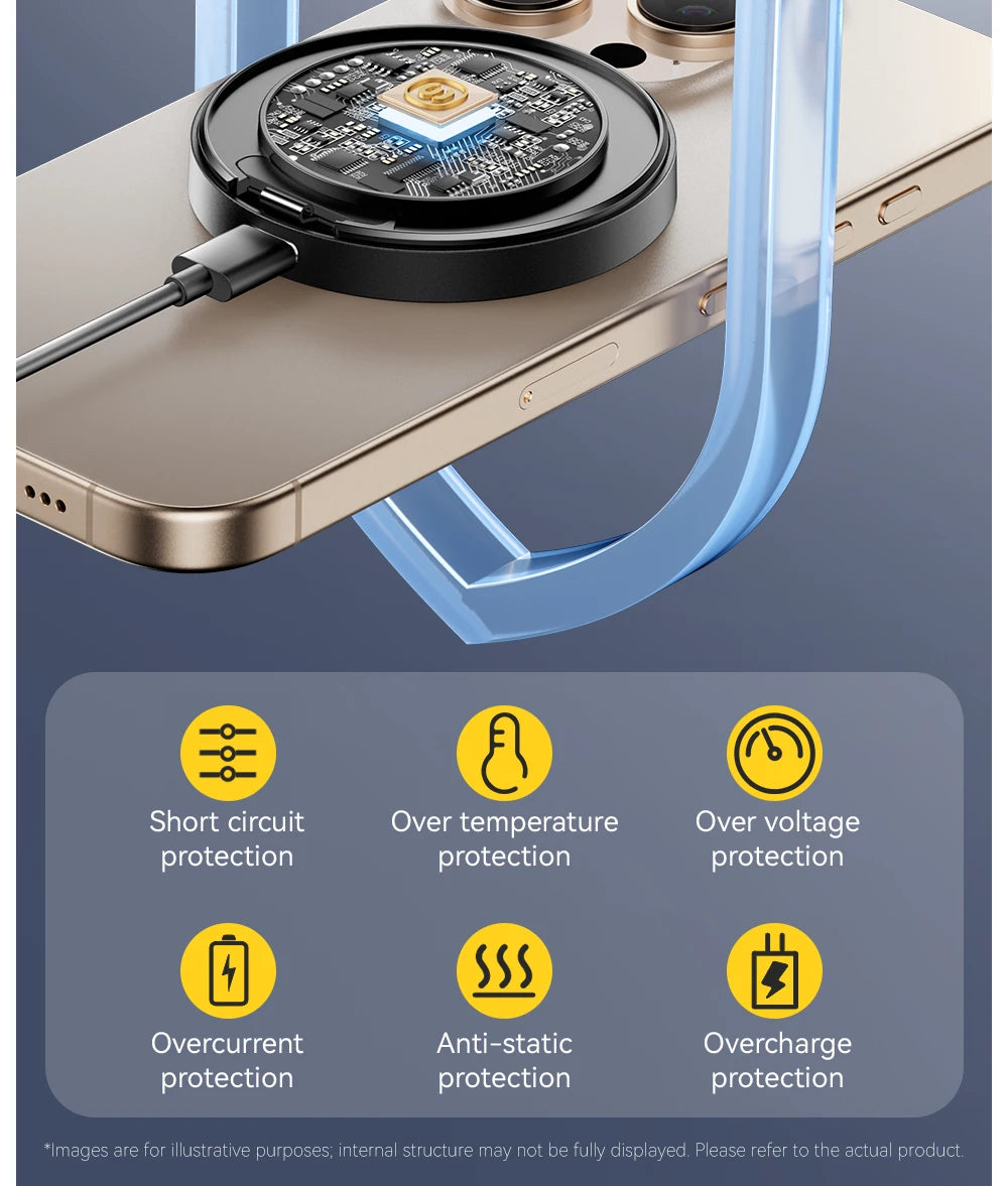 Essager Magnetisches kabelloses Ladegerät mit Halterung, 15 W Schnellladefunktion für iPhone 17, 16, 15, 14 Pro Max und Airpods Mini Wireless Phone Charger