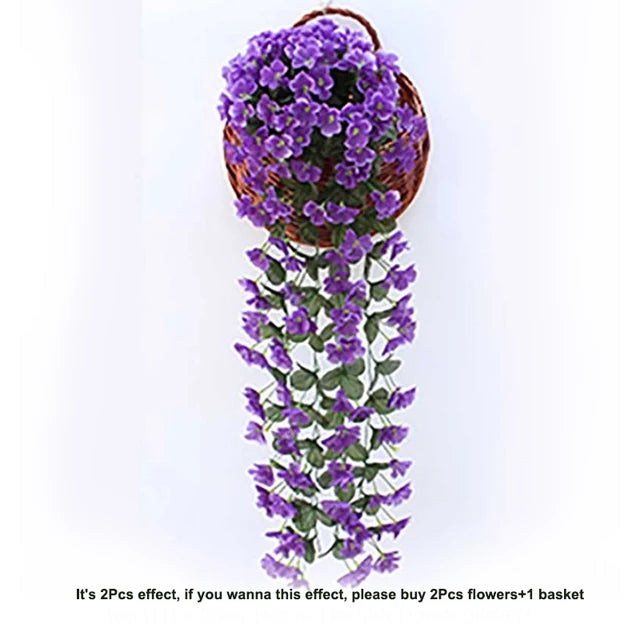 Künstliche violette Blumen, Partydekoration, Simulation, Valentinstag, Hochzeit, Wandhänger, Blumenkorb, künstliche Orchidee, künstliche Blume