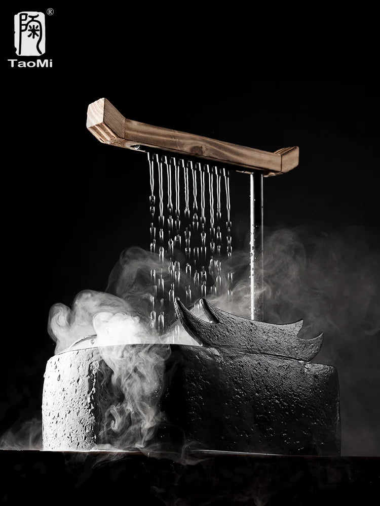 Chinesische Wasserspiele, Keramikbrunnen mit Wasserzirkulation, Wasserpumpe, Glücksbrunnen nach Feng Shui für das Wohnzimmer