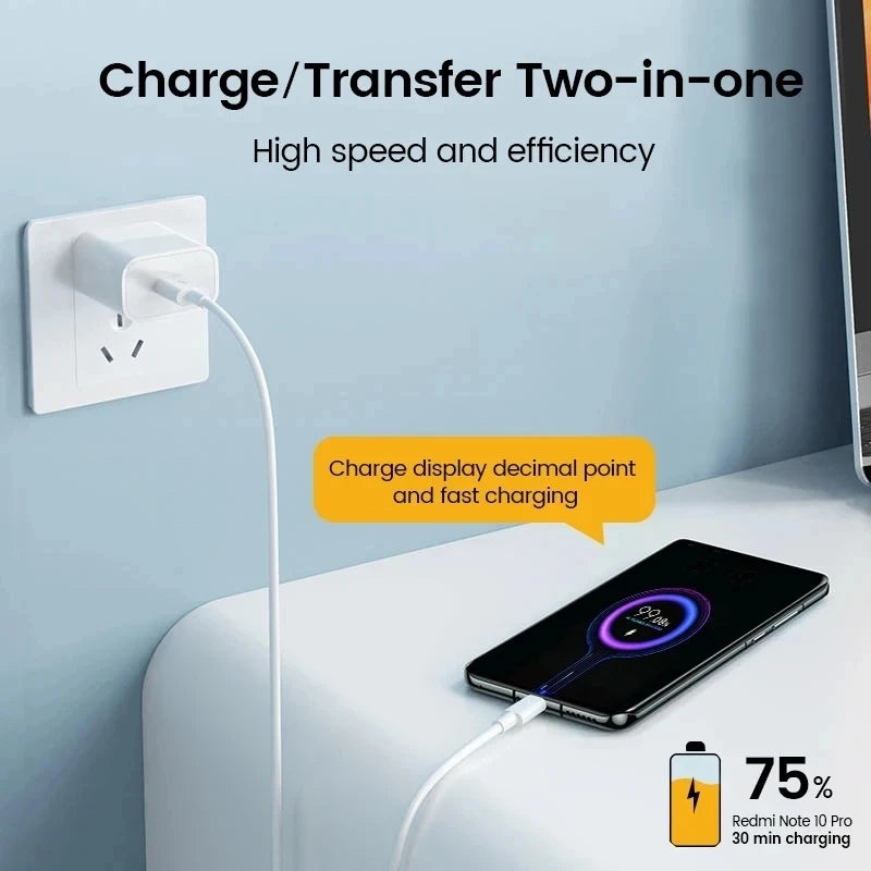 Schnellladekabel für Xiaomi 11, 12 Lite, 13T, Redmi Note 10, 11T, 12T, 13, POCO X3, X4, F4, Schnellladekabel Typ C, USB-Kabel