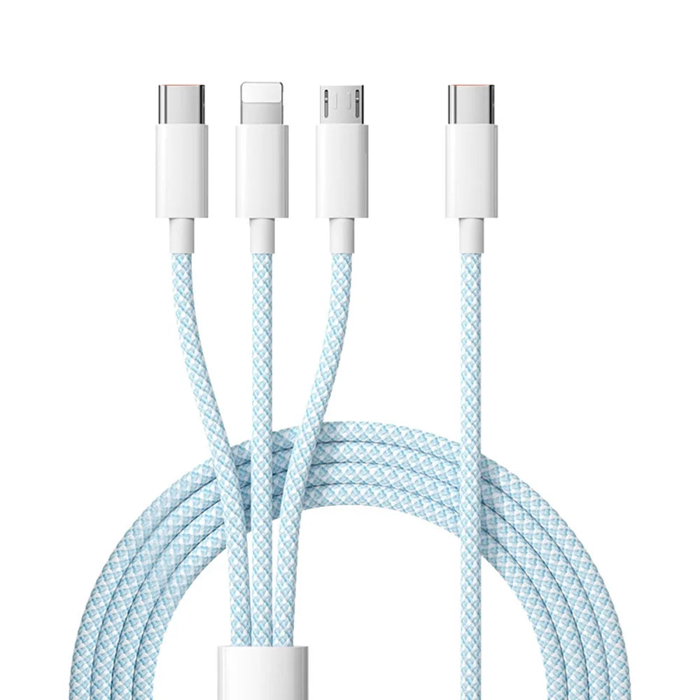 3-in-1-Schnellladekabel (100 W) für Xiaomi, iPhone, Poco, Micro-USB und USB-C (Mehrfach-Ladekabel)