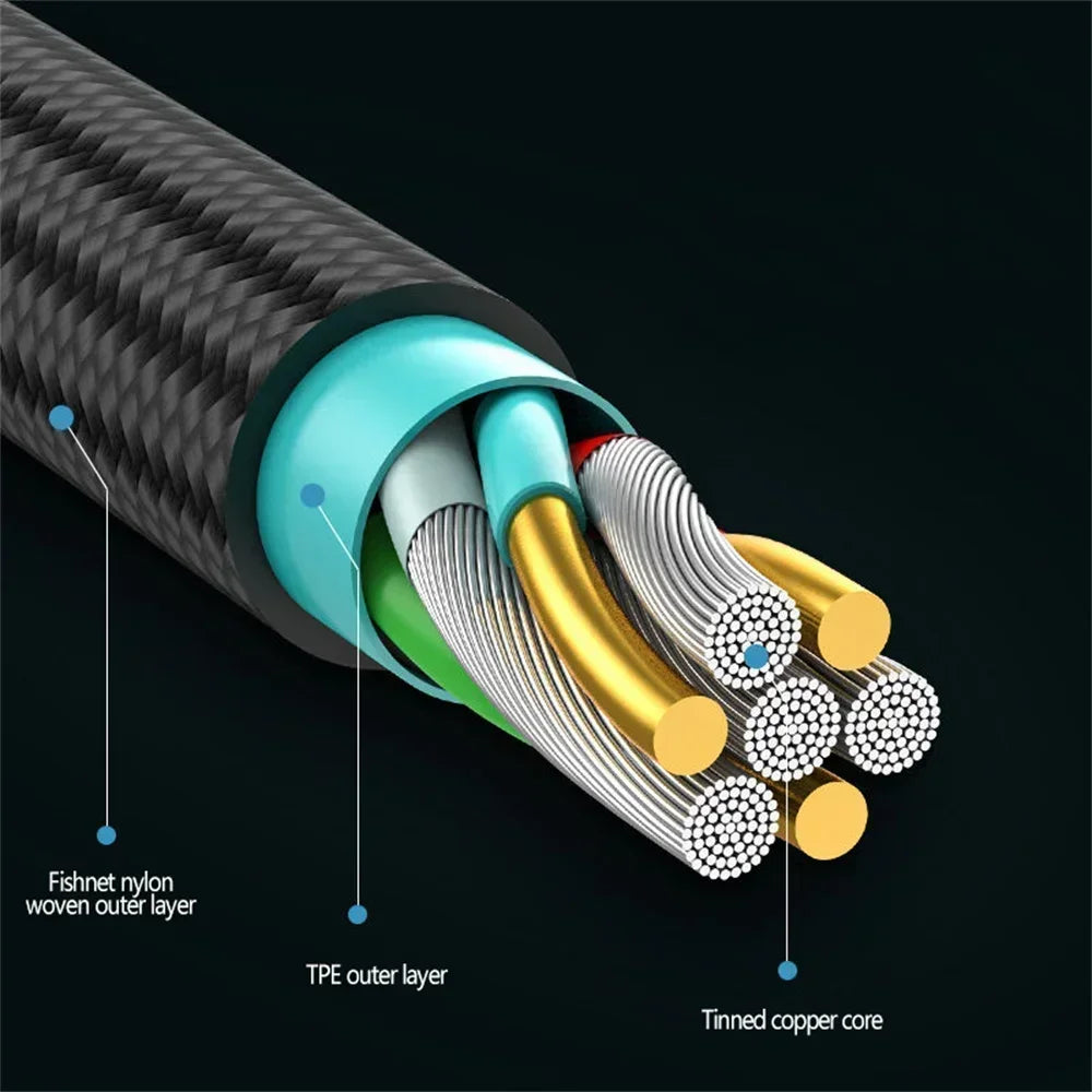 40W 5A USB-auf-Typ-C-Schnellladekabel, geflochten, 90°-Winkel, Ladekabel für iPhone, Xiaomi, Redmi, Huawei
