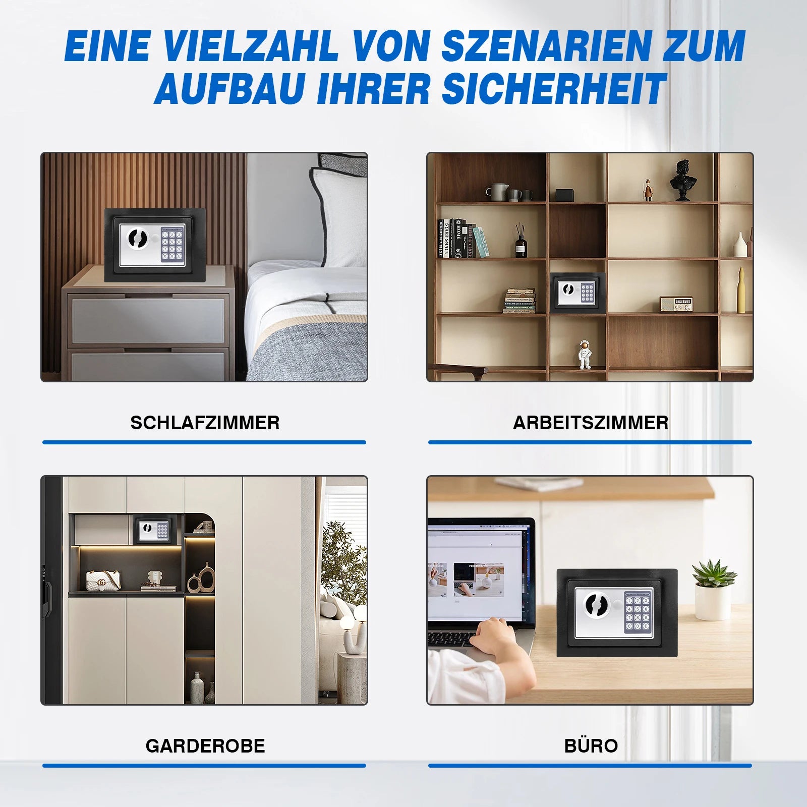 Schwarzer digitaler Safe Wertsachen Dokumentensicherheit Safe Elektronische Tastatur mit Backup-Schlüssel Wandmontage Boden