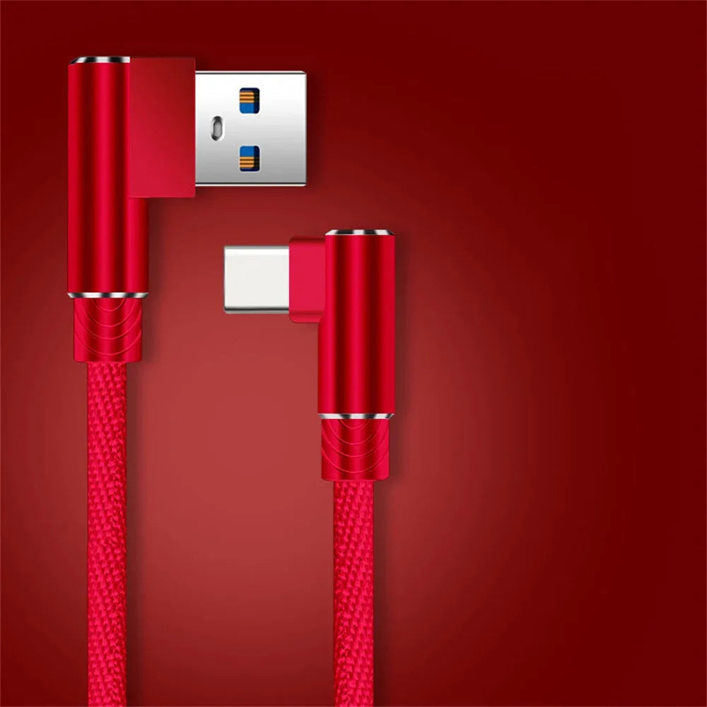 40W 5A USB-auf-Typ-C-Schnellladekabel, geflochten, 90°-Winkel, Ladekabel für iPhone, Xiaomi, Redmi, Huawei