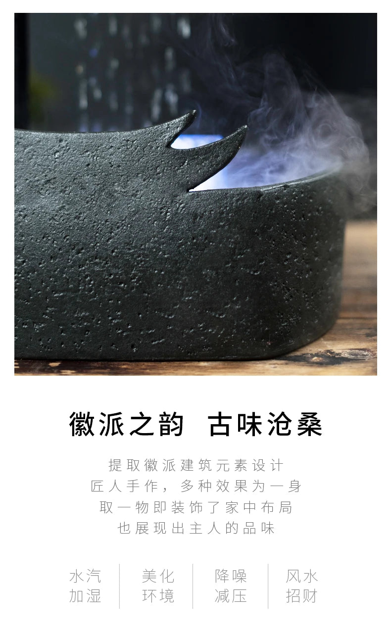 Chinesische Wasserspiele, Keramikbrunnen mit Wasserzirkulation, Wasserpumpe, Glücksbrunnen nach Feng Shui für das Wohnzimmer