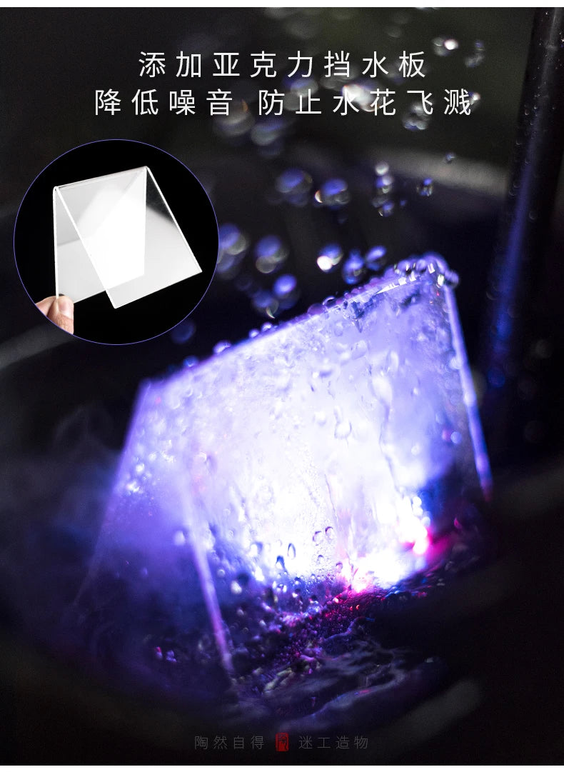 Chinesische Wasserspiele, Keramikbrunnen mit Wasserzirkulation, Wasserpumpe, Glücksbrunnen nach Feng Shui für das Wohnzimmer