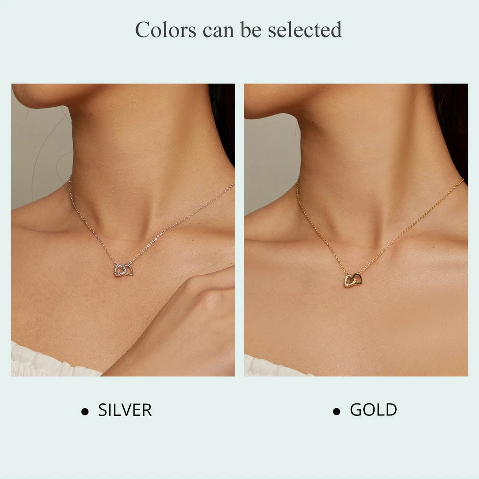 BAMOER Halskette mit verbundenem Herzanhänger aus 925er Sterlingsilber – das perfekte Valentinstagsgeschenk für Ihre Freundin – edler Schmuck SCN181