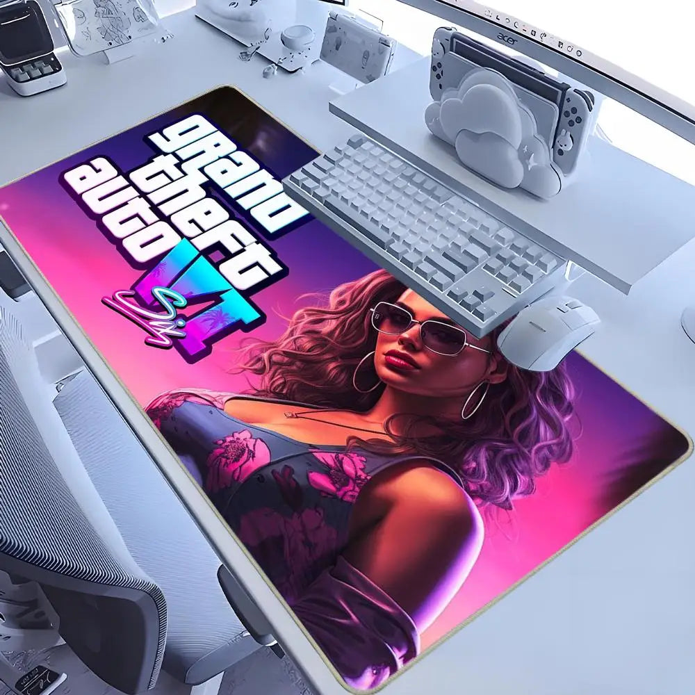 GTA 6 Mauspad Gaming-Matte PC Gamer XXL Mauspad 900x400 Desktops DIY Gaming Computer Schreibtischzubehör Büro Mauspad-Matten