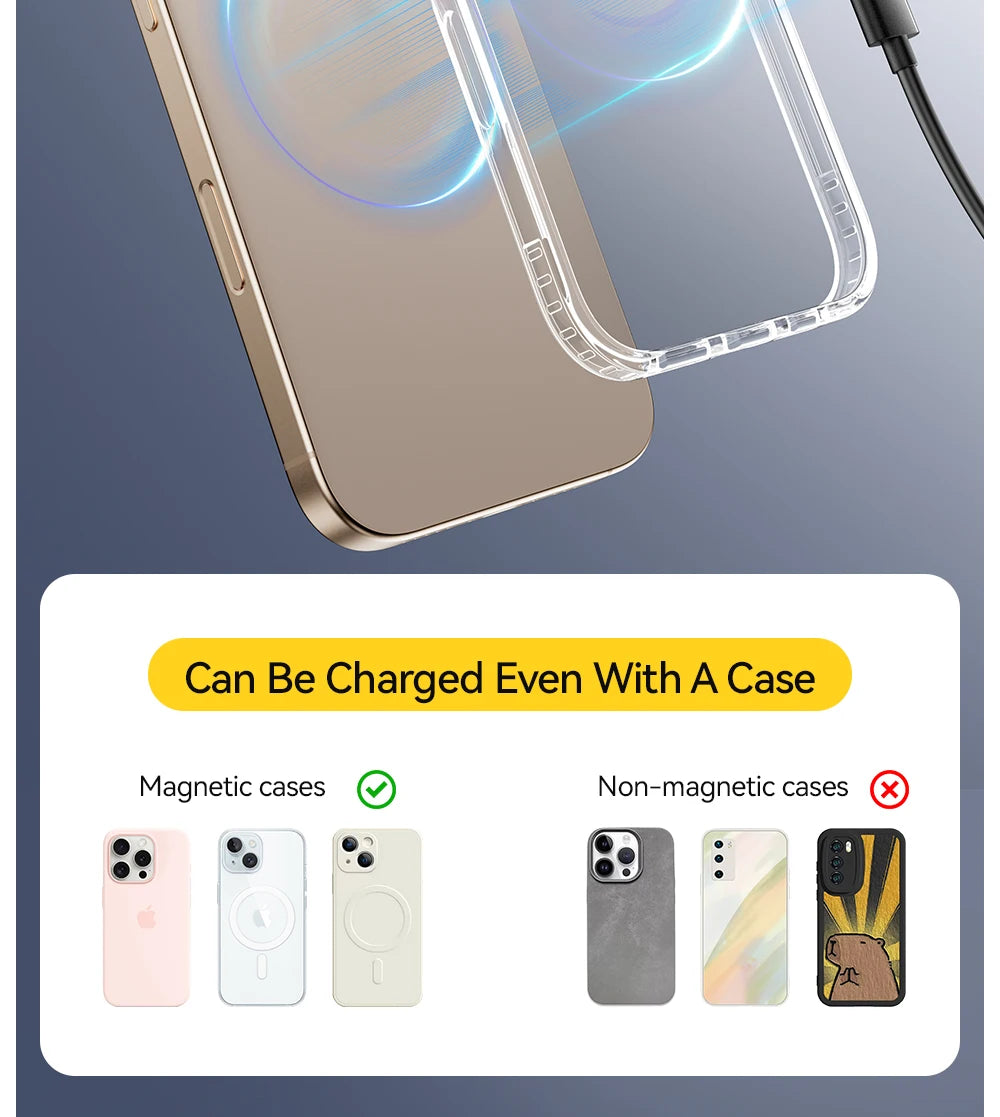 Essager Magnetisches kabelloses Ladegerät mit Halterung, 15 W Schnellladefunktion für iPhone 17, 16, 15, 14 Pro Max und Airpods Mini Wireless Phone Charger