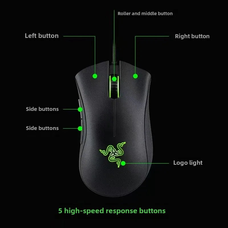 Razer Deathadder Viper Standard Edition 6400 Kabelgebundene Gaming-Maus Neu für E-Sport und League of Legends