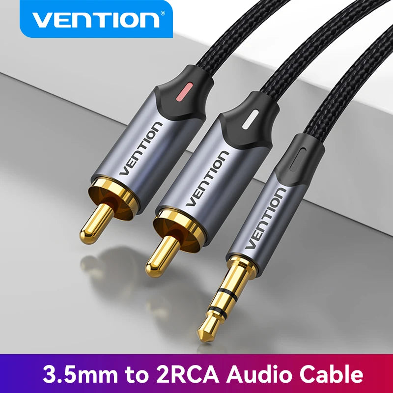 Vention RCA-Kabel 3,5 mm auf 2 RCA Splitter RCA-Buchse 3,5-mm-Kabel RCA-Audiokabel für Smartphone, Verstärker, Heimkino, AUX-Kabel RCA