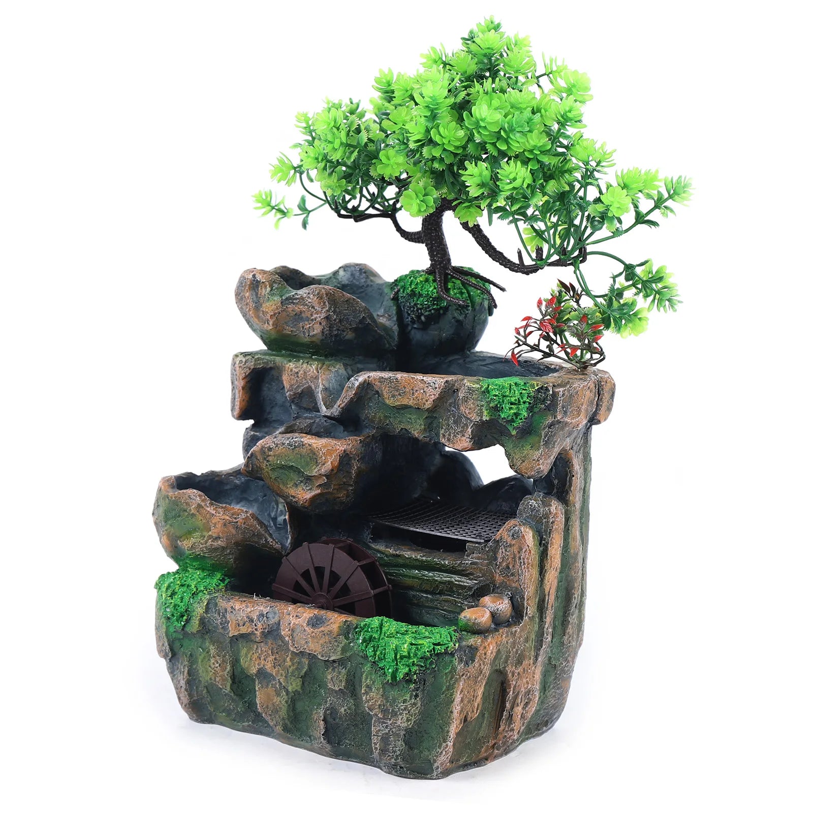 Zimmerbrunnen, Wasserfall, Tischbrunnen, Dekoration, Wasserspiel mit farbwechselnder LED-Beleuchtung, Zen-Meditationswasserfall