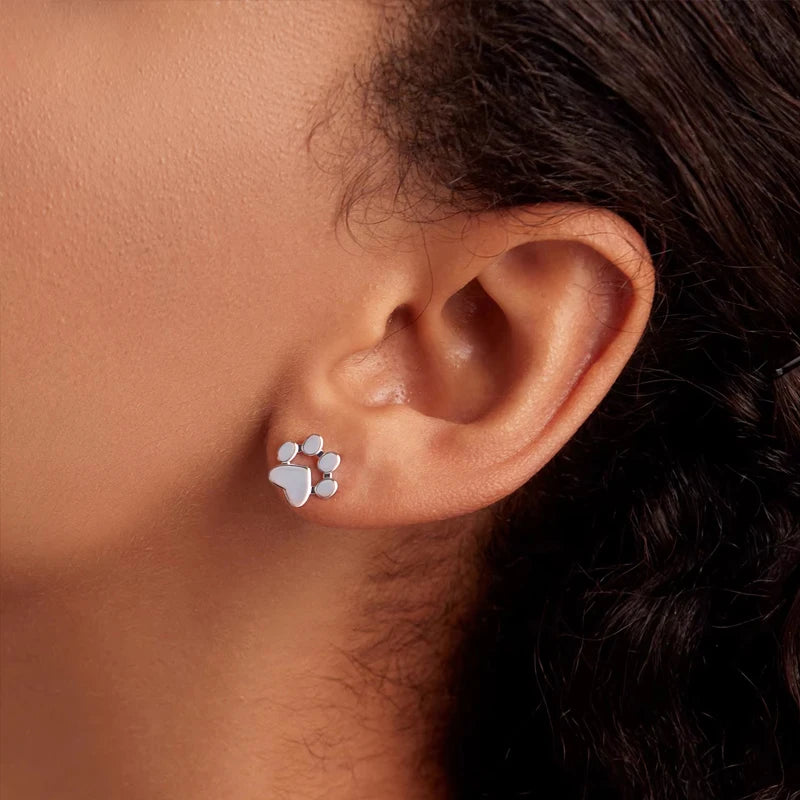 BAMOER Ohrstecker aus 925er Sterlingsilber mit Tierpfotenabdrücken (Hunde, Katzen) – ideales Geschenk zum Valentinstag