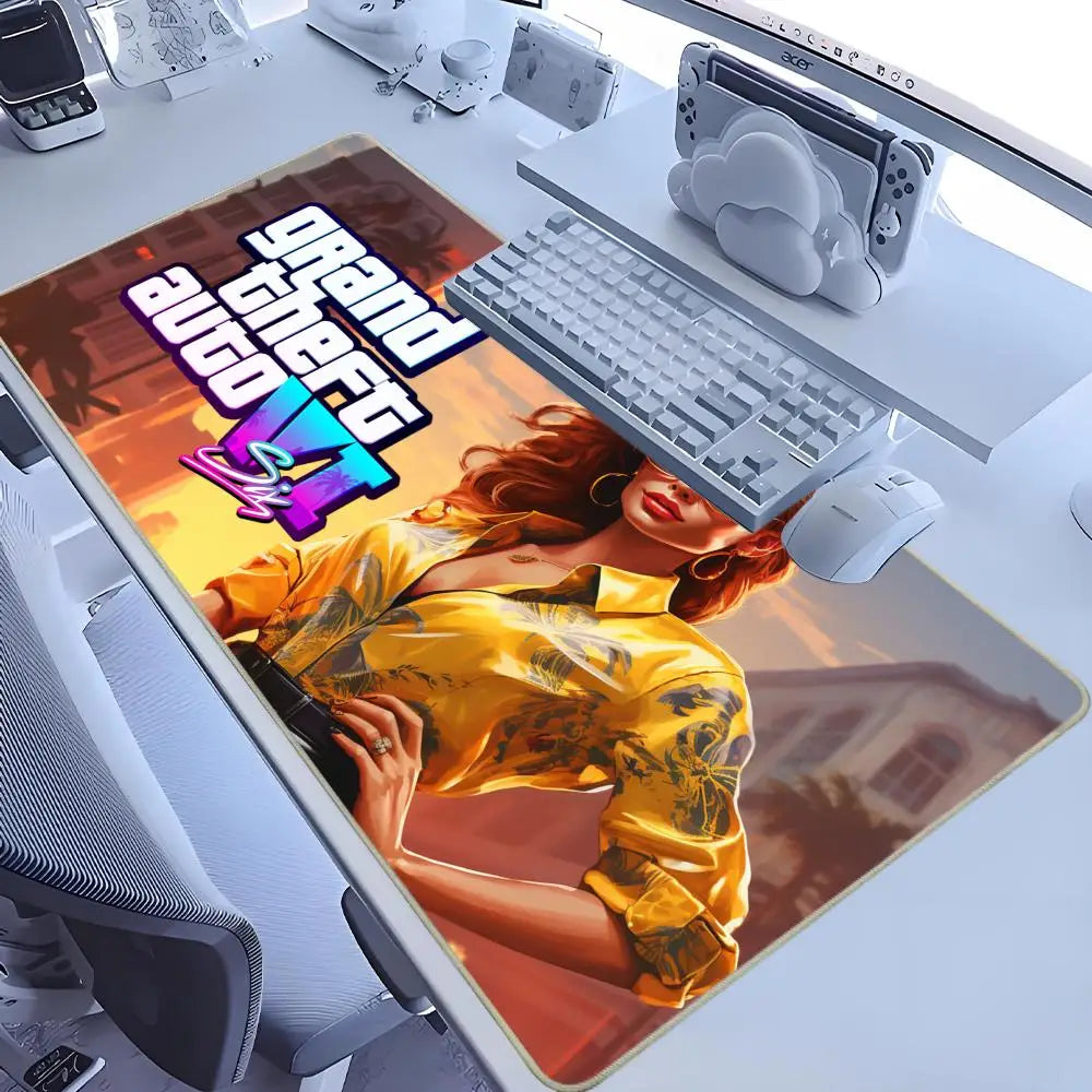GTA 6 Mauspad Gaming-Matte PC Gamer XXL Mauspad 900x400 Desktops DIY Gaming Computer Schreibtischzubehör Büro Mauspad-Matten