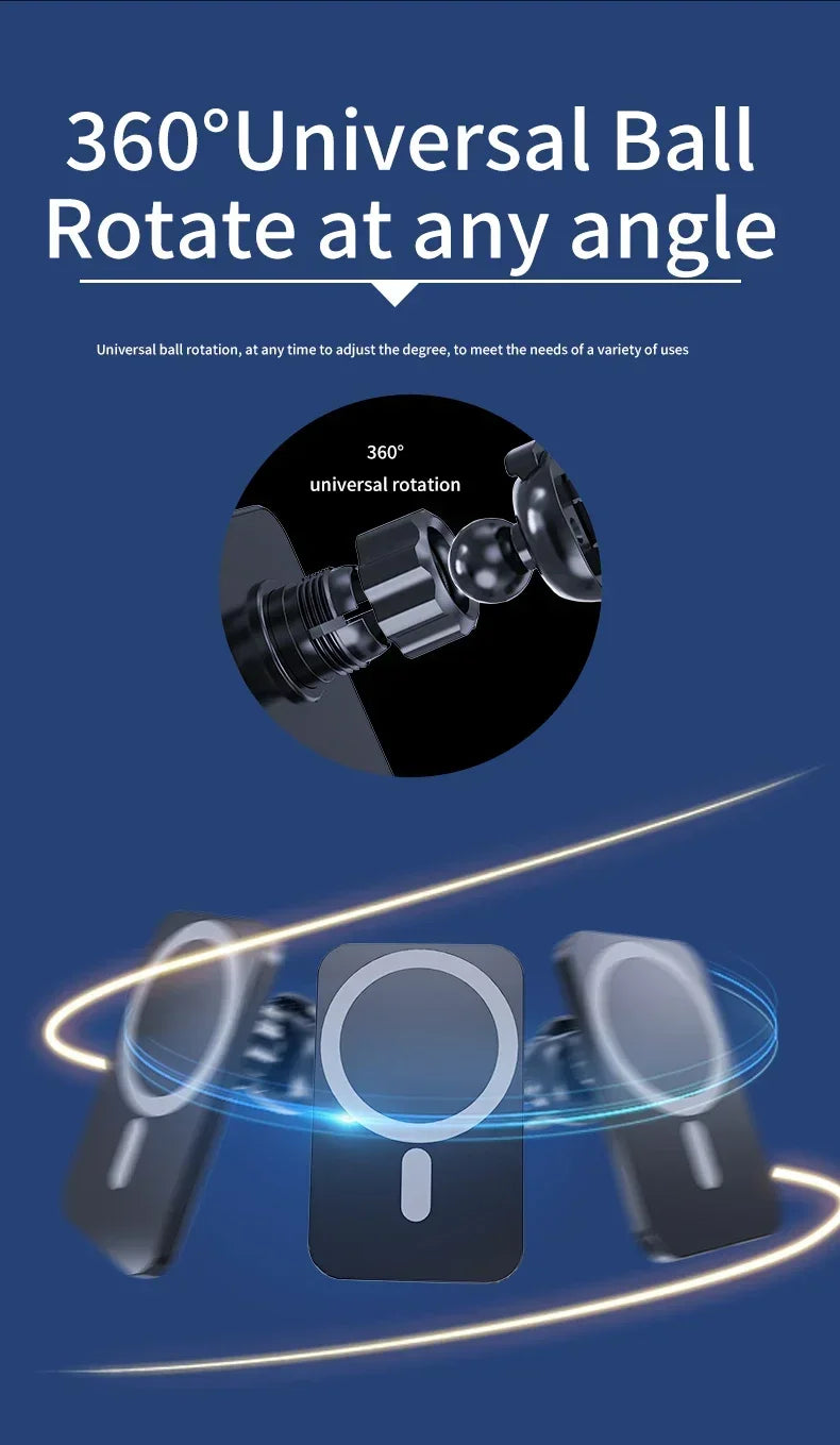 Magnetisches Hochgeschwindigkeits-Autoladegerät, Handyhalterung fürs Auto, 100 W kabelloses Schnellladen mit verstellbarer Handyhalterung, Lüftungsschlitzmontage