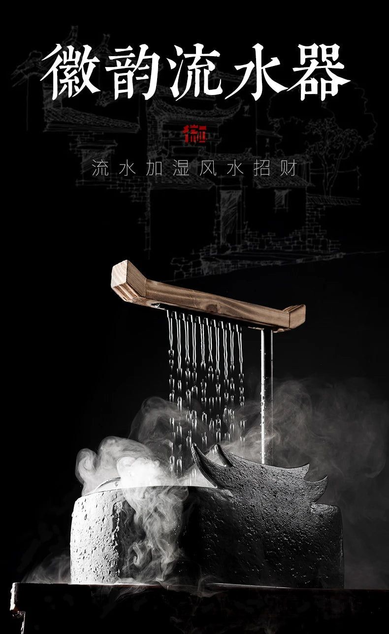 Chinesische Wasserspiele, Keramikbrunnen mit Wasserzirkulation, Wasserpumpe, Glücksbrunnen nach Feng Shui für das Wohnzimmer