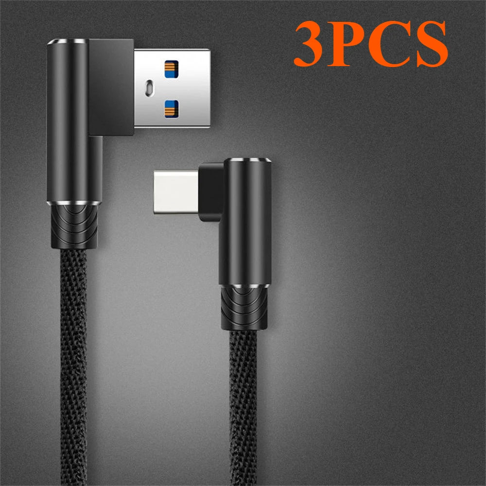 40W 5A USB-auf-Typ-C-Schnellladekabel, geflochten, 90°-Winkel, Ladekabel für iPhone, Xiaomi, Redmi, Huawei