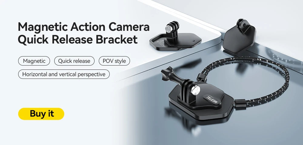 TELESIN Faltbarer Selfie-Stick mit Handyhalterung aus Aluminiumlegierung für GoPro, DJI Action und Insta360 Smartphones