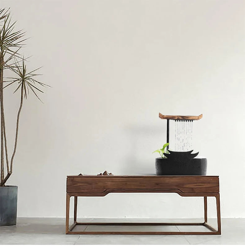 Chinesische Wasserspiele, Keramikbrunnen mit Wasserzirkulation, Wasserpumpe, Glücksbrunnen nach Feng Shui für das Wohnzimmer