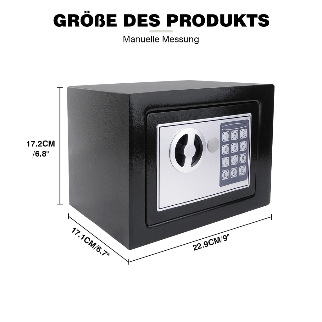 Schwarzer digitaler Safe Wertsachen Dokumentensicherheit Safe Elektronische Tastatur mit Backup-Schlüssel Wandmontage Boden