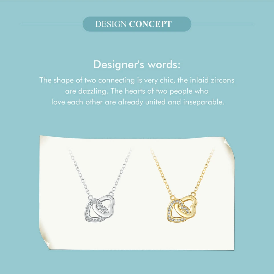 BAMOER Halskette mit verbundenem Herzanhänger aus 925er Sterlingsilber – das perfekte Valentinstagsgeschenk für Ihre Freundin – edler Schmuck SCN181