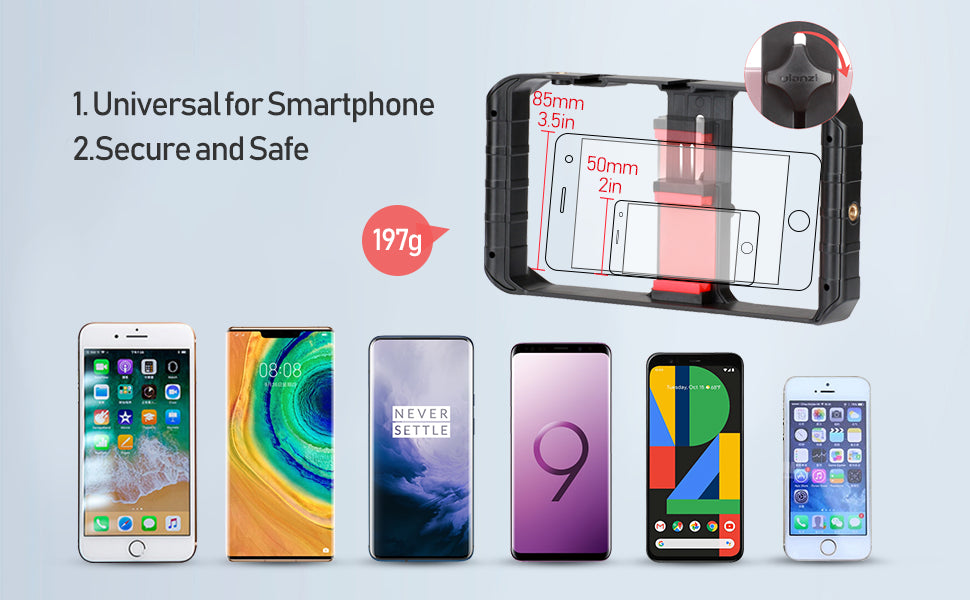 Ulanzi Smartphone-Käfig-Filmemacherkoffer, kleiner U-Rig-Handgriff, Handy-Videostabilisator mit Kaltmontage für iPhone 13, 14, 15 und Android