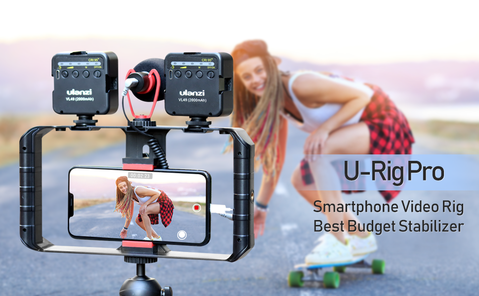 Ulanzi Smartphone-Käfig-Filmemacherkoffer, kleiner U-Rig-Handgriff, Handy-Videostabilisator mit Kaltmontage für iPhone 13, 14, 15 und Android